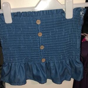 Denim Button-Down Tube Top